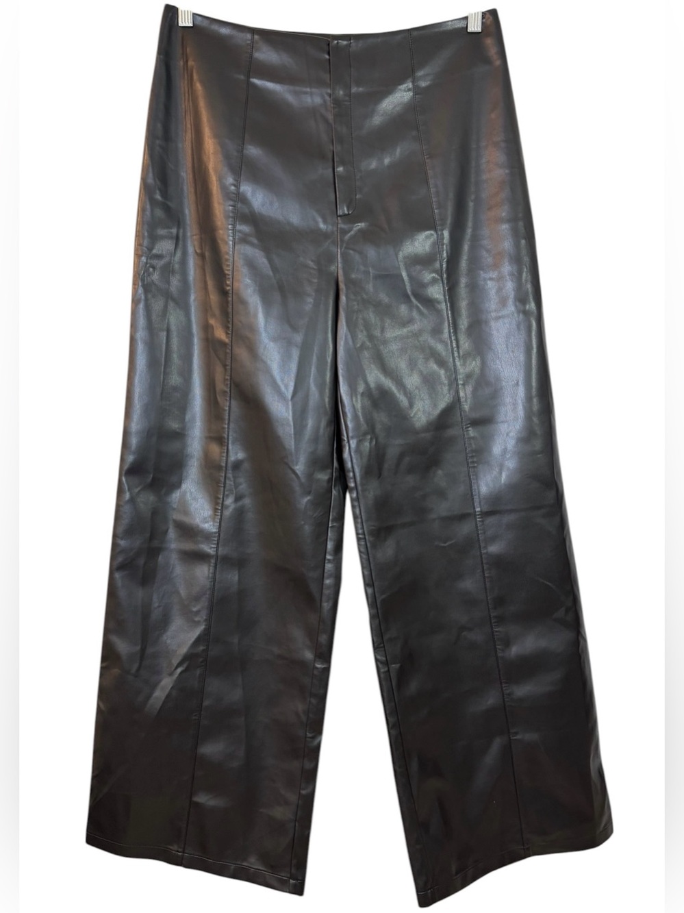 Commense Vegan Faux Leather High-Waisted Wide Leg Pants Size XL Femme Fatale - Picture 2 of 11